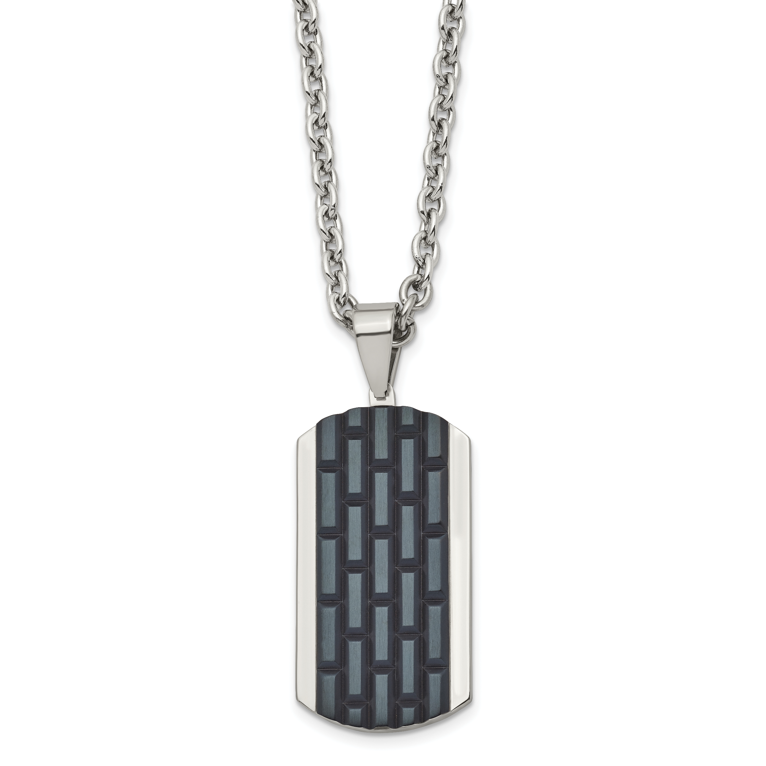 Stainless Steel Polished Black IP-plated Dog Tag 24in Necklace Main image