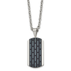 Stainless Steel Polished Black IP-plated Dog Tag 24in Necklace