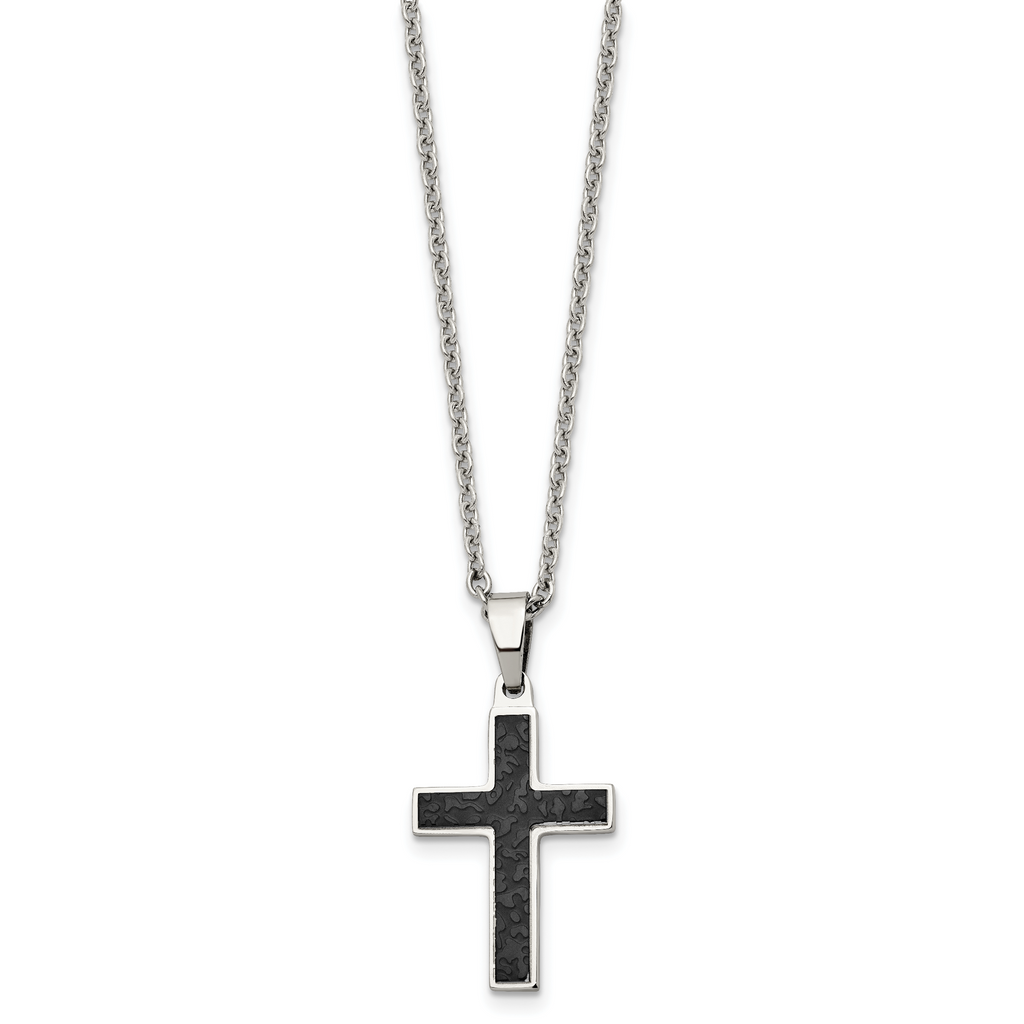 Cross Pendant Necklace in Black IP Stainless Steel