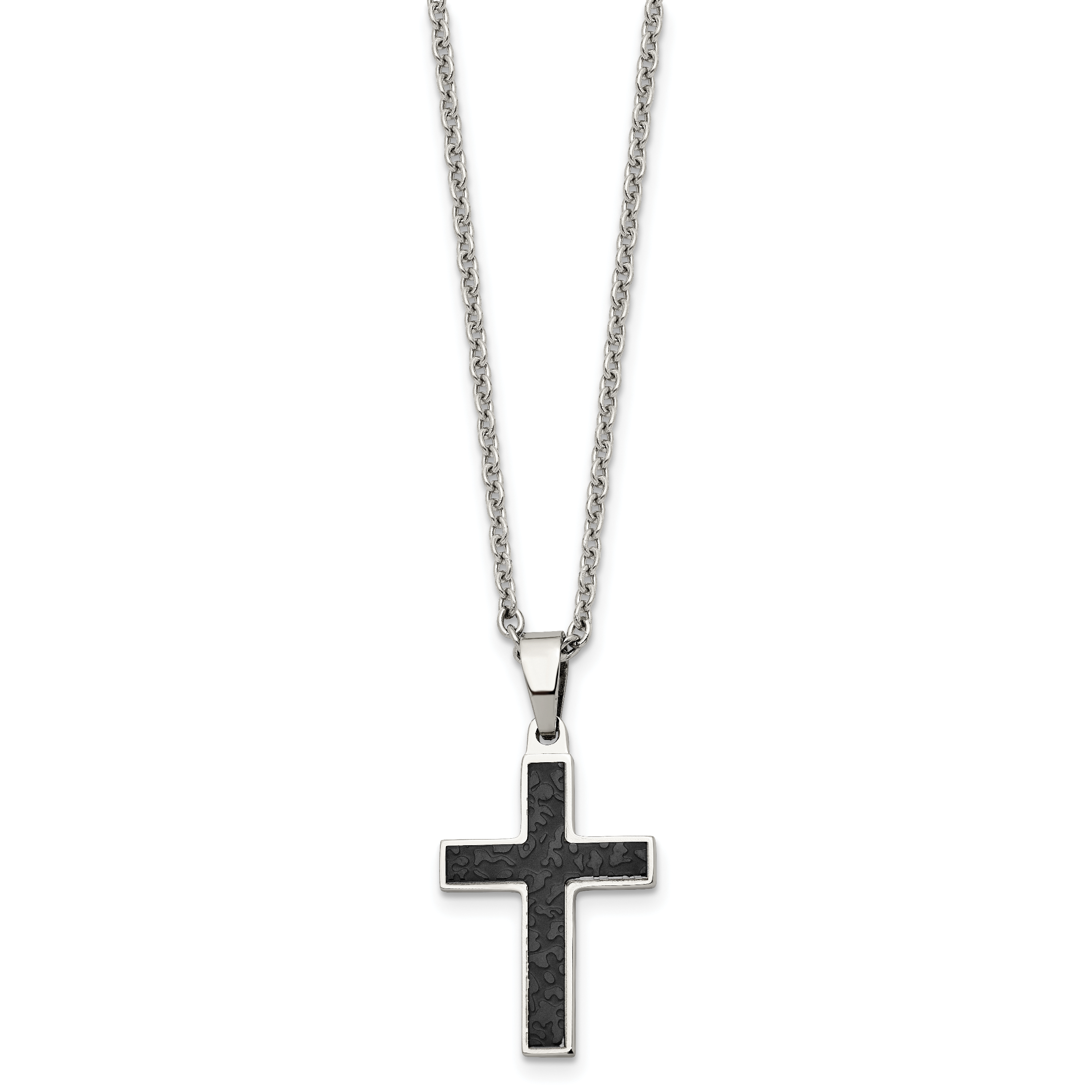 Cross Pendant Necklace in Black IP Stainless Steel