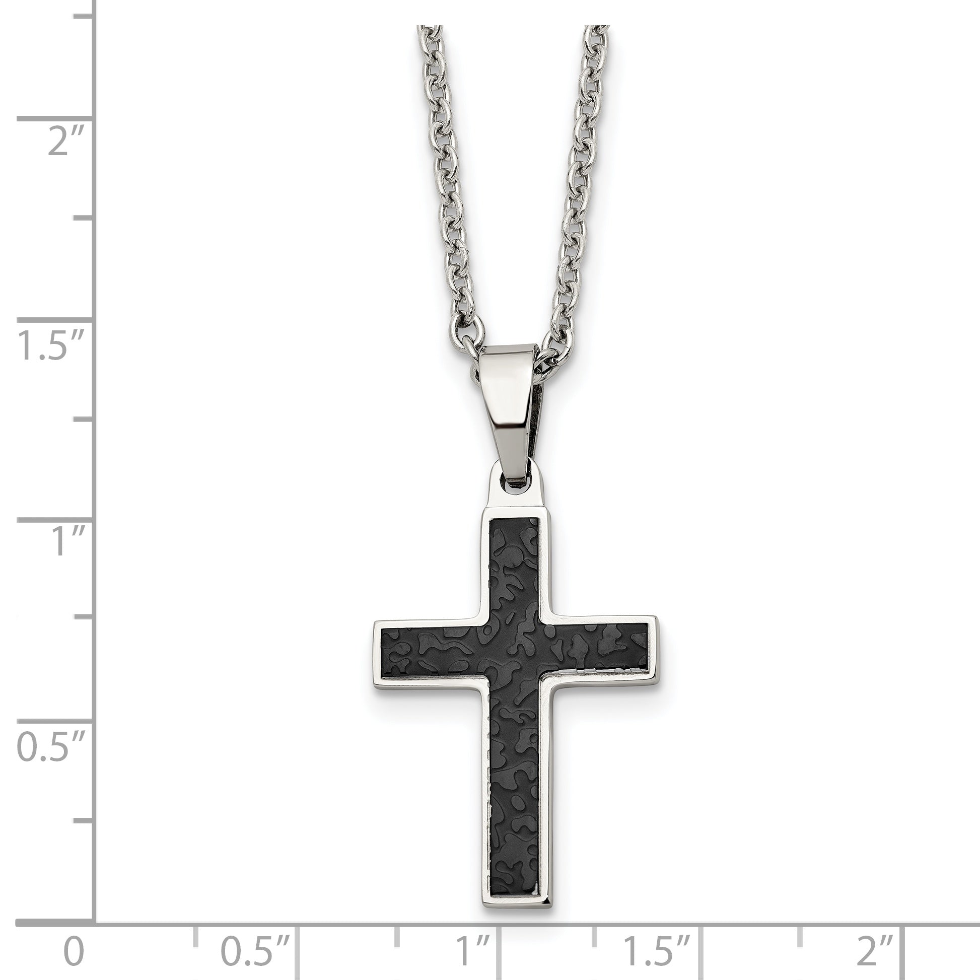 Cross Pendant Necklace in Black IP Stainless Steel