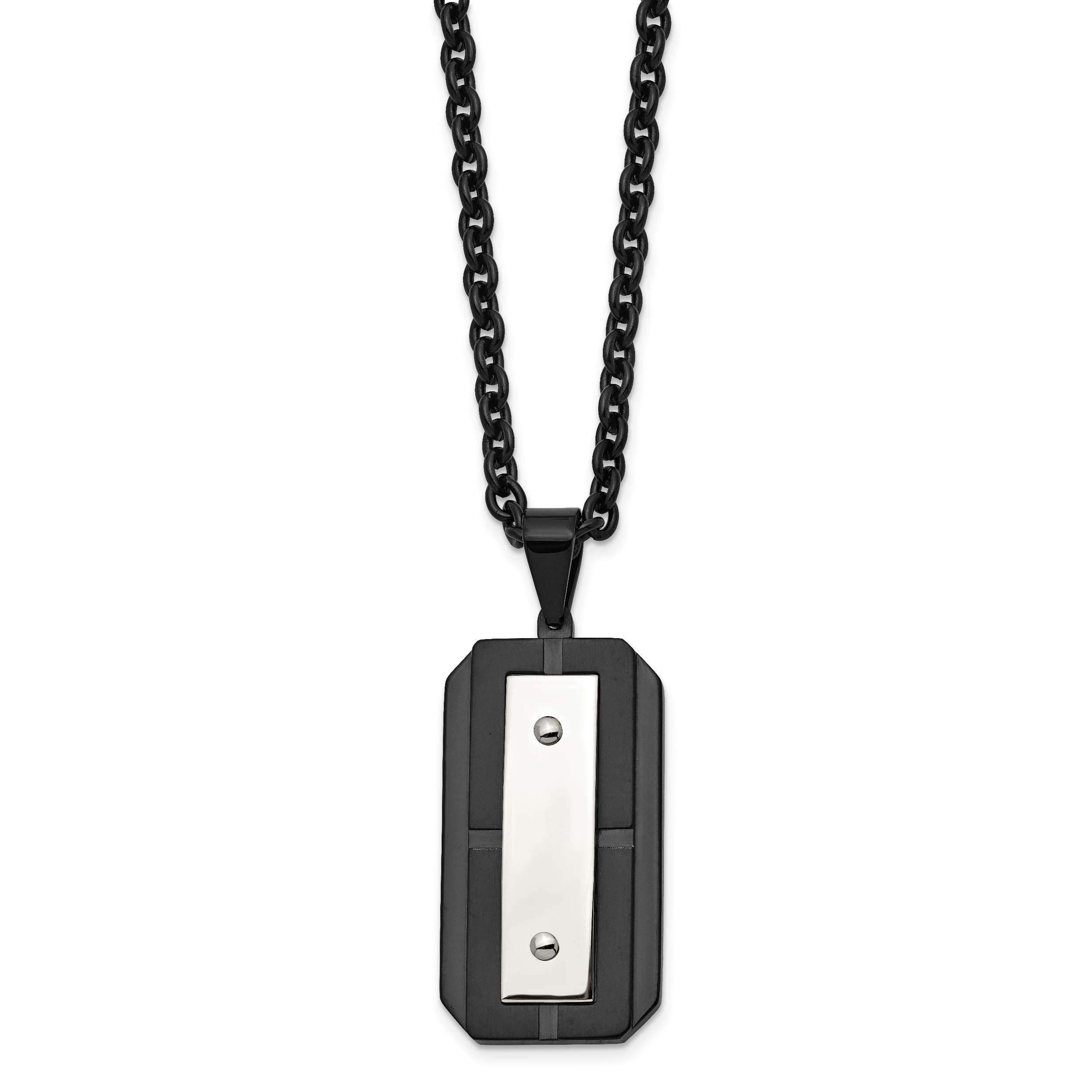 Black IP-Plated Dog Tag Necklace in Stainless Steel