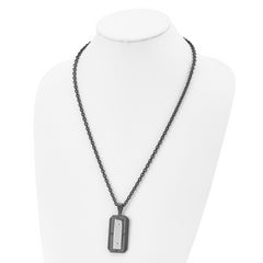 Chisel Stainless Steel Brushed and Polished Black IP-plated Dog Tag on a 24 inch Cable Chain Necklace