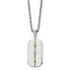 Brushed & Polished Dog Tag Necklace in Stainless Steel