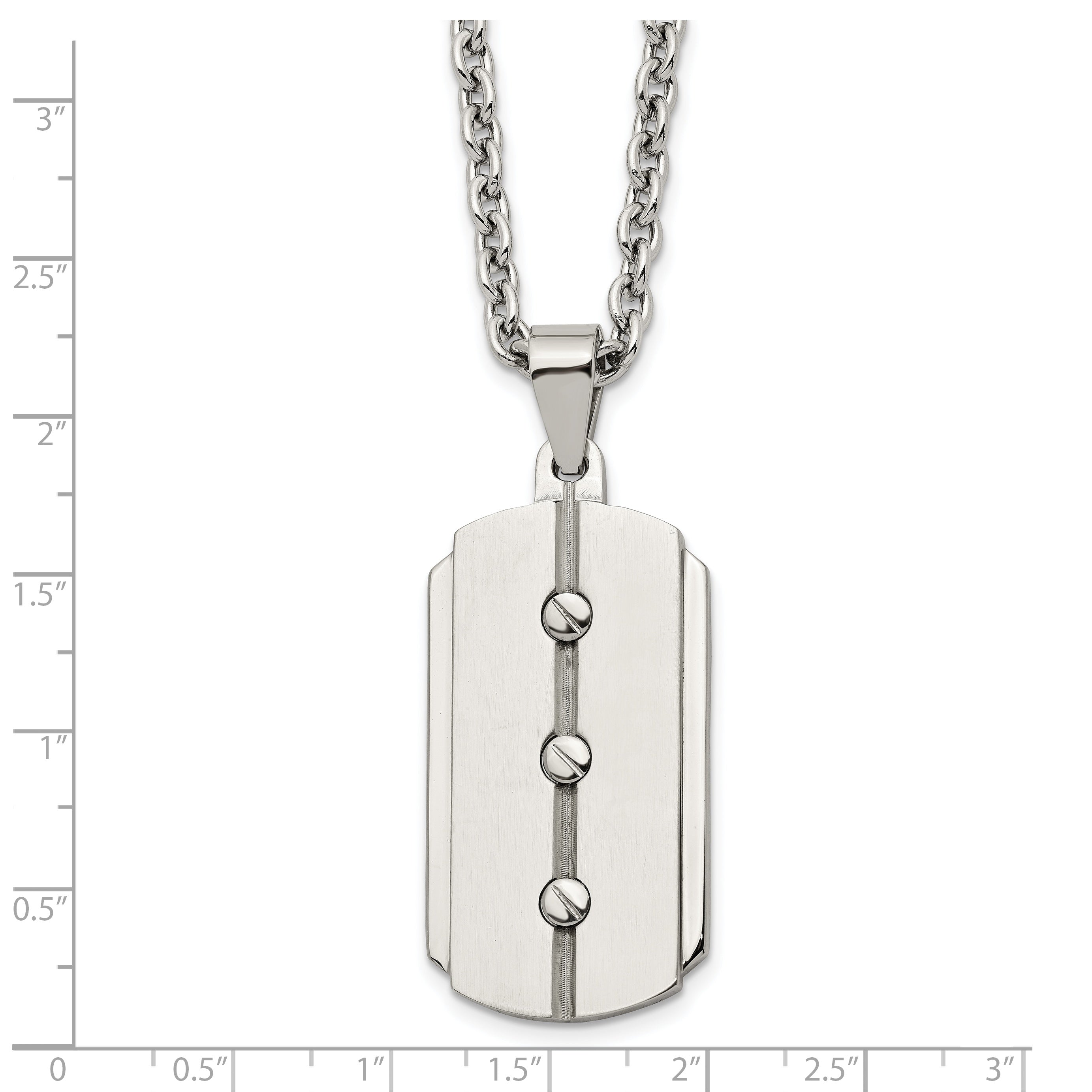 Brushed & Polished Dog Tag Necklace in Stainless Steel