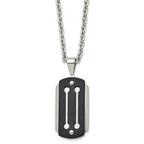 Black IP Brushed Dog Tag Necklace in Stainless Steel, 24in