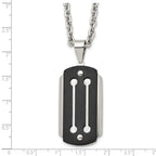 Black IP Brushed Dog Tag Necklace in Stainless Steel, 24in