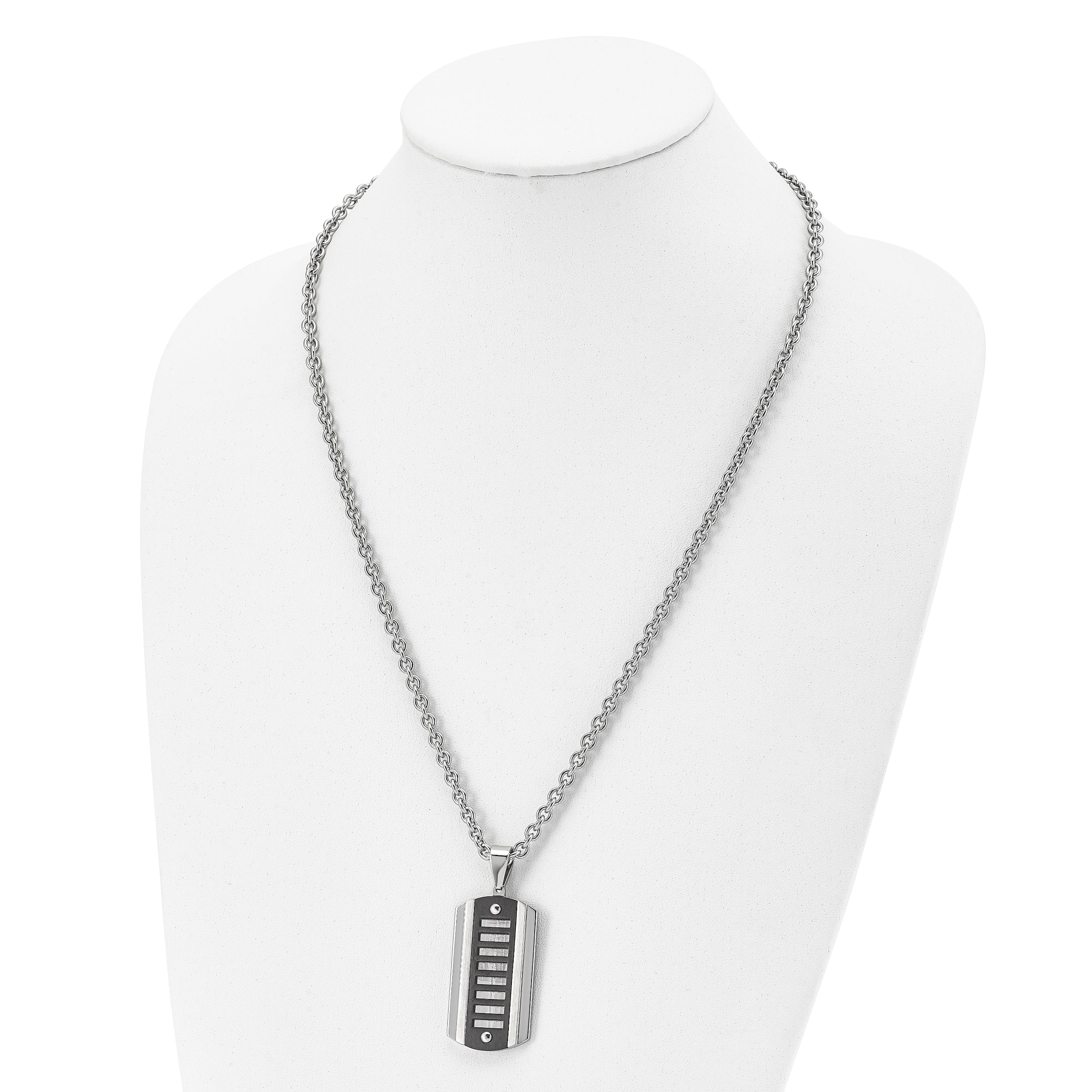 Chisel Stainless Steel Brushed and Polished Black IP-plated Dog Tag on a 24 inch Cable Chain Necklace