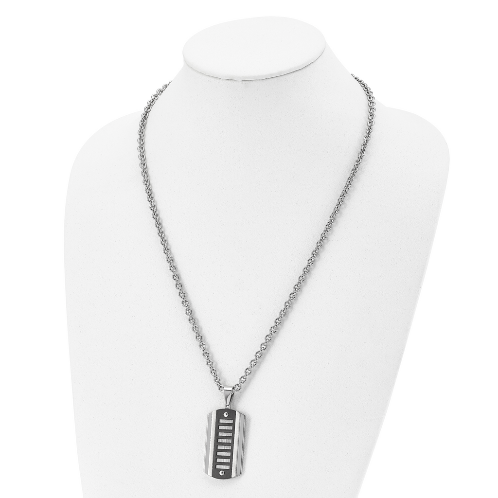 Black IP Dog Tag Necklace in Stainless Steel