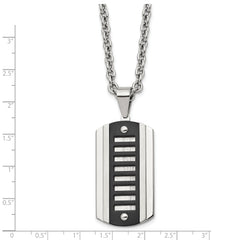 Chisel Stainless Steel Brushed and Polished Black IP-plated Dog Tag on a 24 inch Cable Chain Necklace