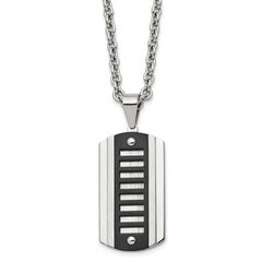 Chisel Stainless Steel Brushed and Polished Black IP-plated Dog Tag on a 24 inch Cable Chain Necklace