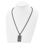 Cross Wire Inlay Dog Tag Necklace in Black IP Stainless Steel