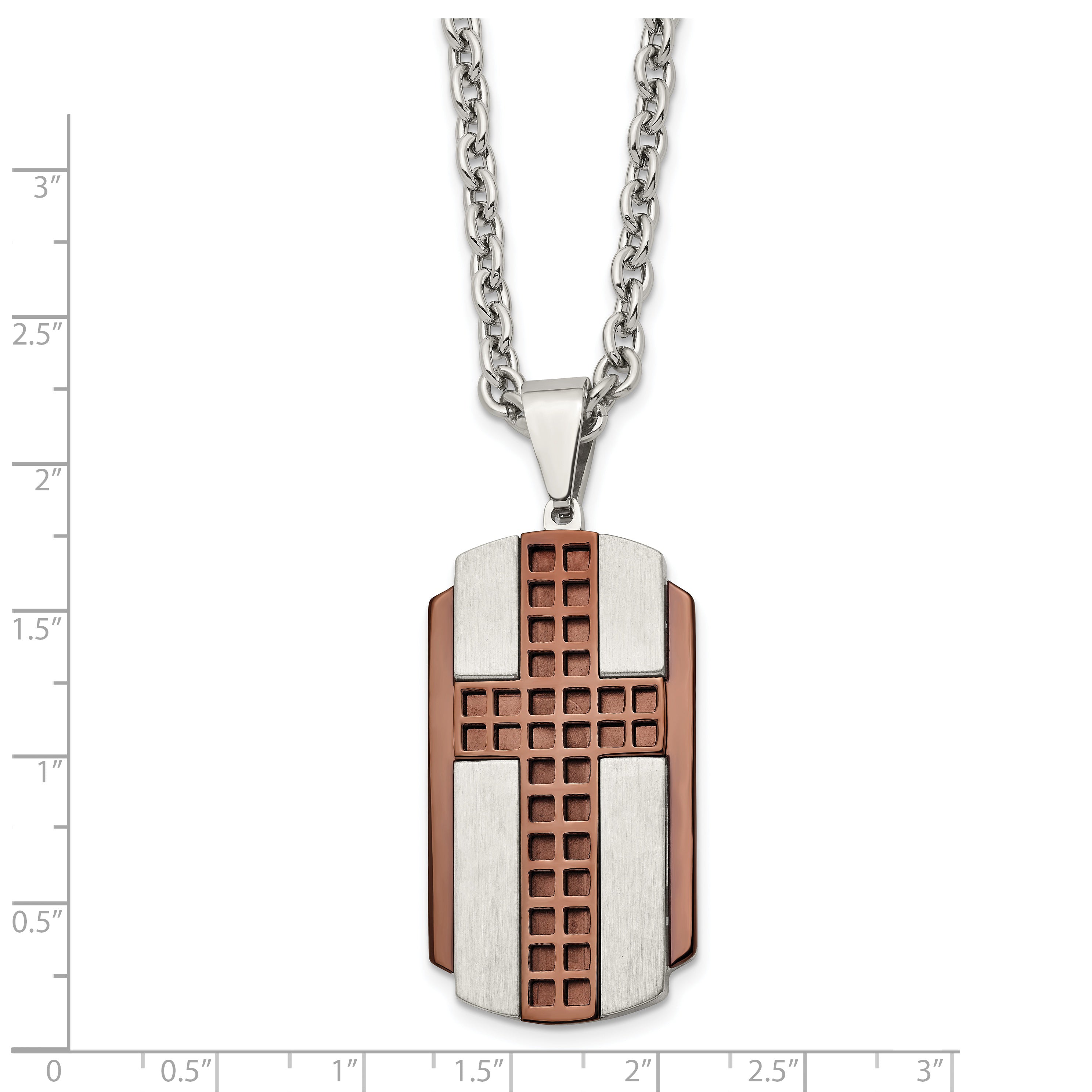 Brown IP-Plated Cross Necklace in Stainless Steel