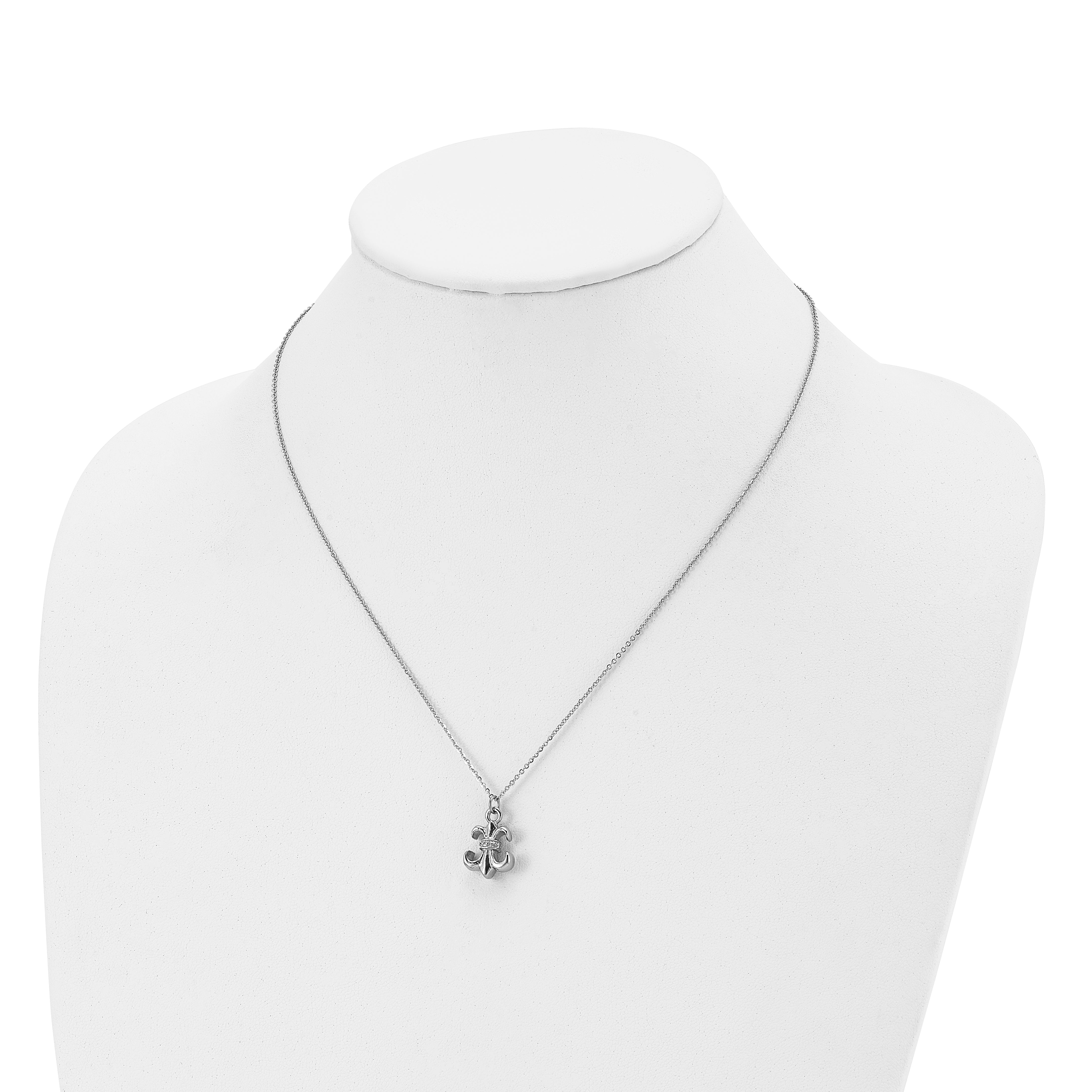 Stainless Steel Polished Fleur de lis 18.75in w/2 ext Necklace
