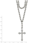 Cross & Crystal Two-Strand Beaded Necklace in Stainless Steel