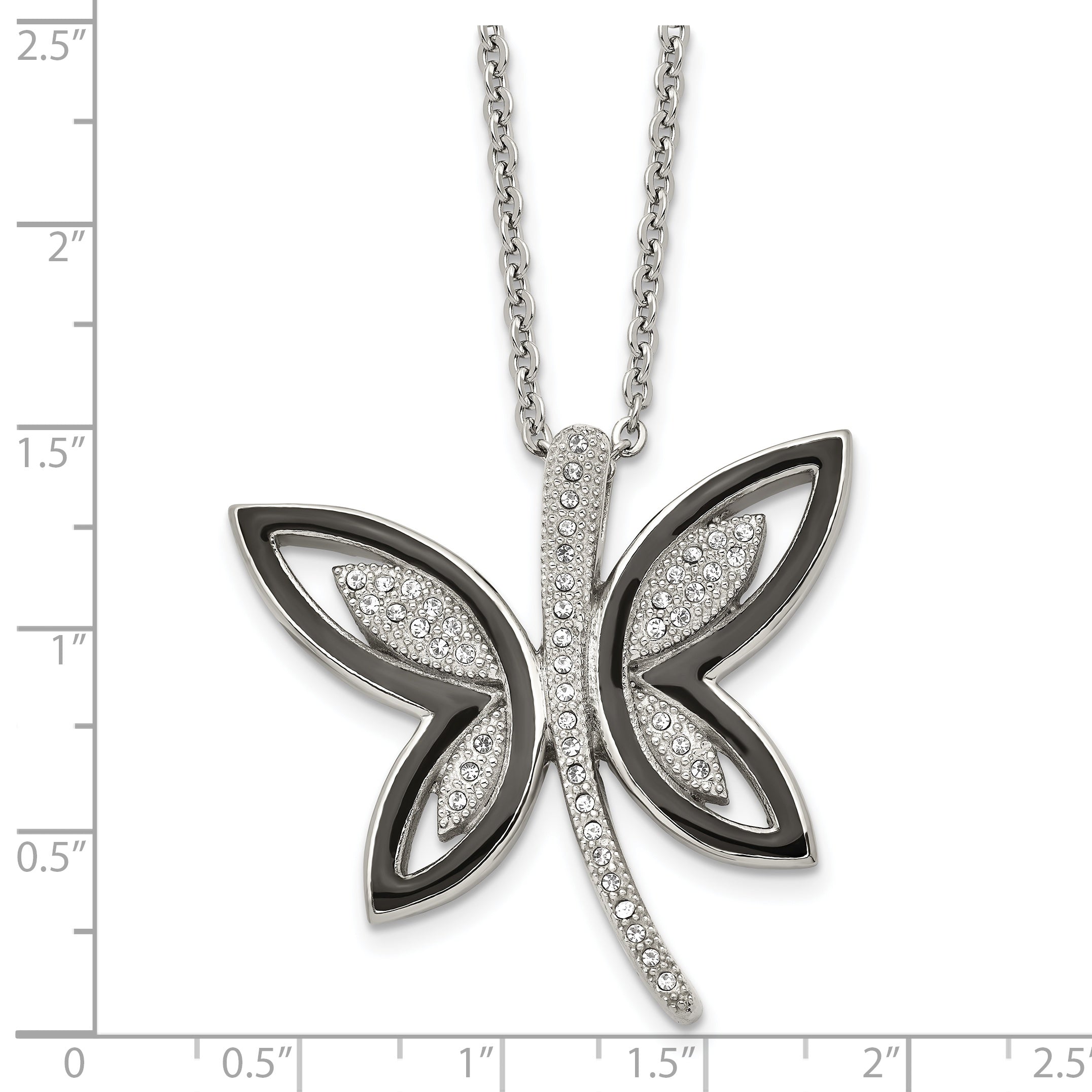 Stainless Steel Polished Enameled w/Preciosa Crystal Butterfly Necklace