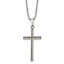 Chisel Stainless Steel Polished and Textured Braided Design Cross Pendant on a 20 inch Ball Chain Necklace