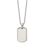 Chisel Stainless Steel Polished Dog Tag on a 20 inch Ball Chain Necklace