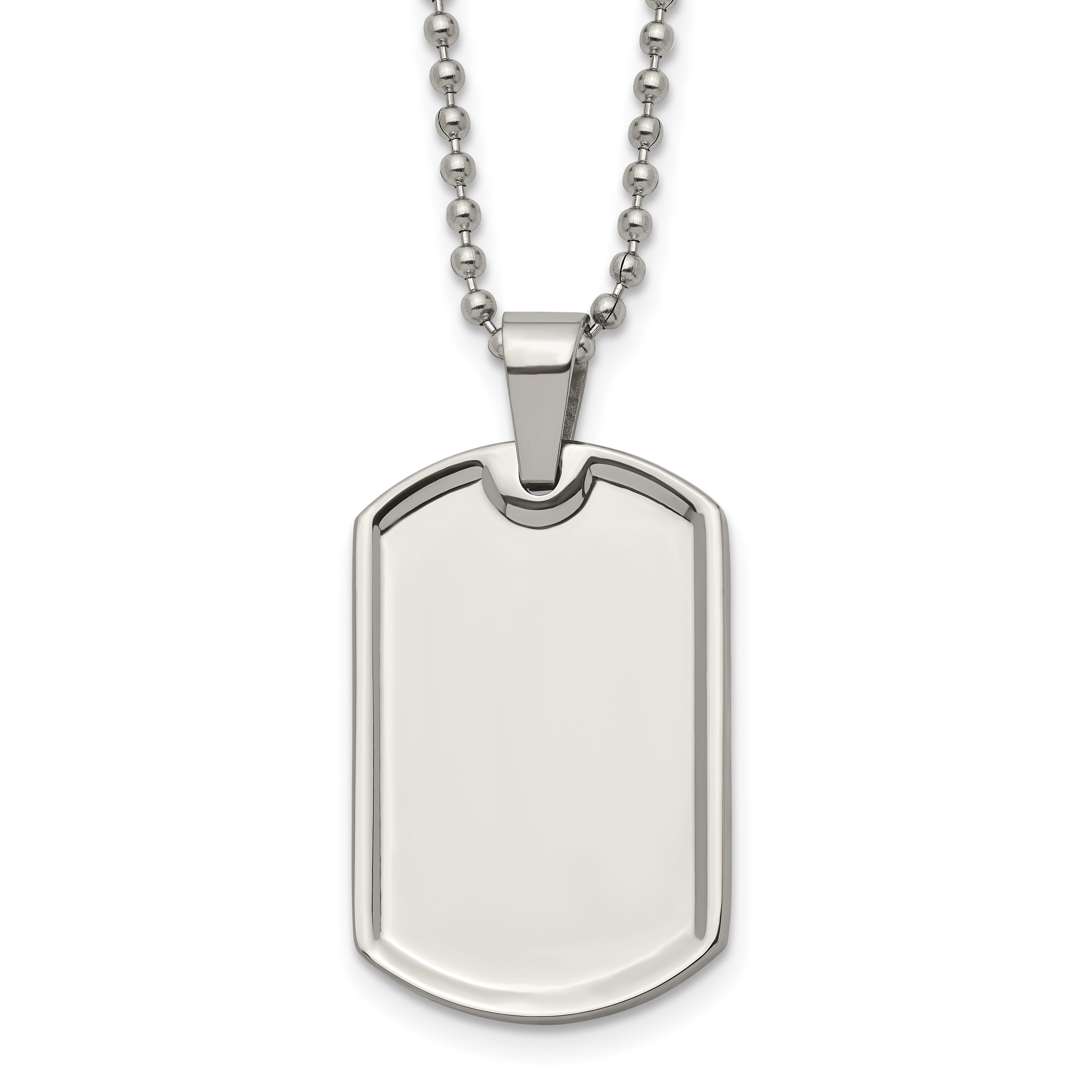 Chisel Stainless Steel Polished Dog Tag on a 20 inch Ball Chain Necklace Main image