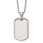 Chisel Stainless Steel Polished Dog Tag on a 20 inch Ball Chain Necklace