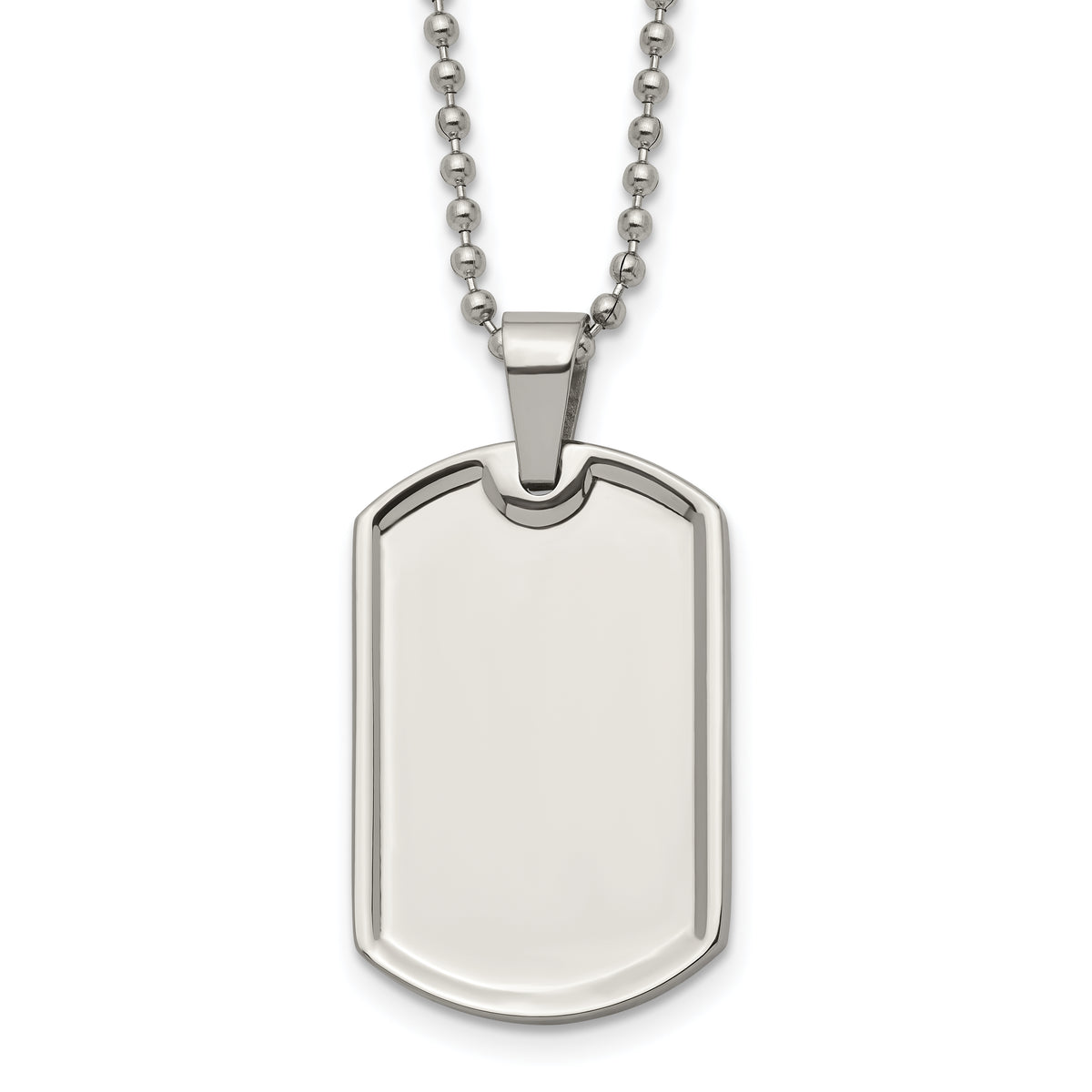 Chisel Stainless Steel Polished Dog Tag on a 20 inch Ball Chain Necklace