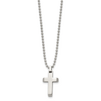 Chisel Stainless Steel Polished Cross Pendant on a 20 inch Ball Chain Necklace