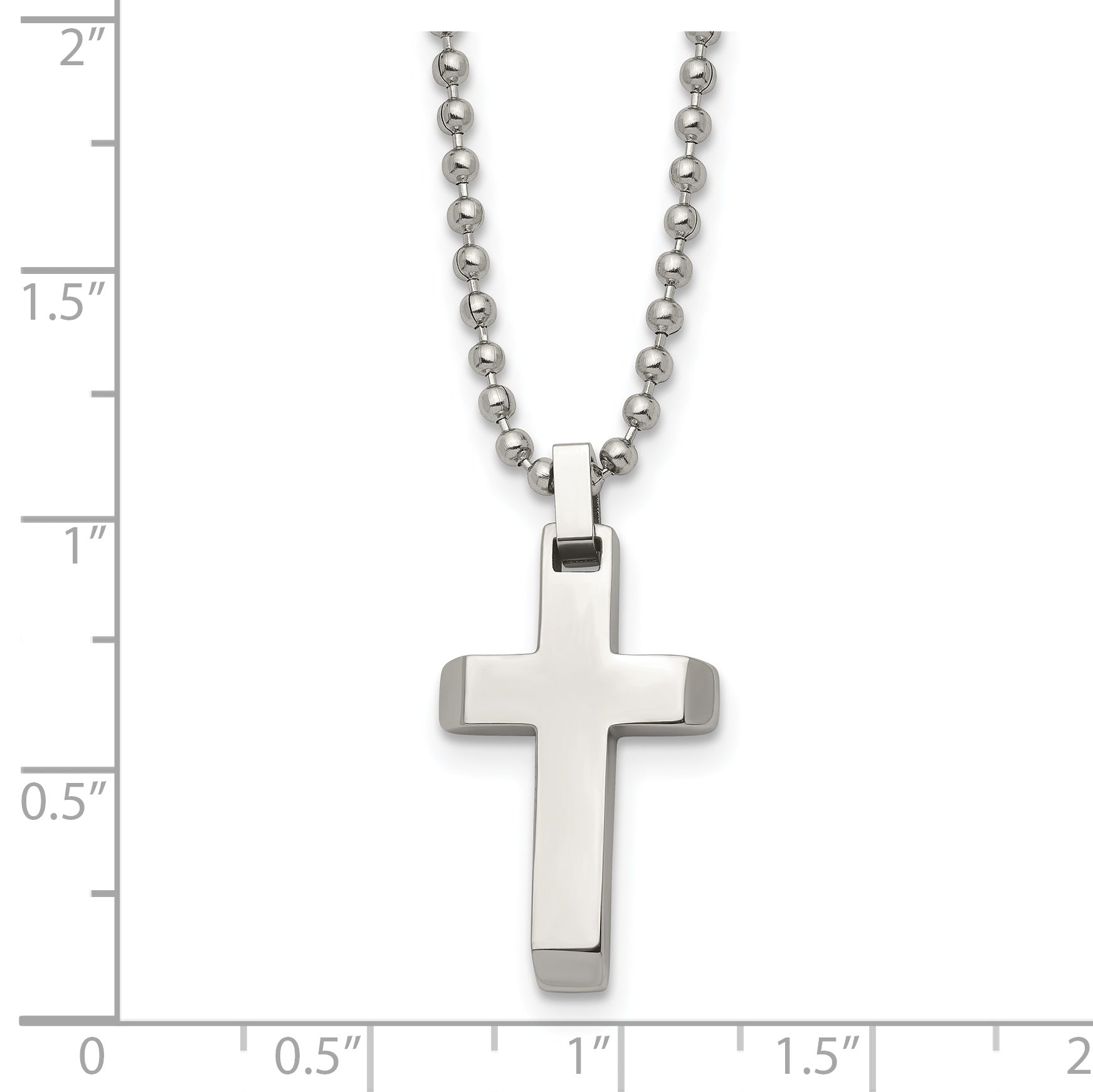 Chisel Stainless Steel Polished Cross Pendant on a 20 inch Ball Chain Necklace
