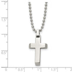 Chisel Stainless Steel Polished Cross Pendant on a 20 inch Ball Chain Necklace