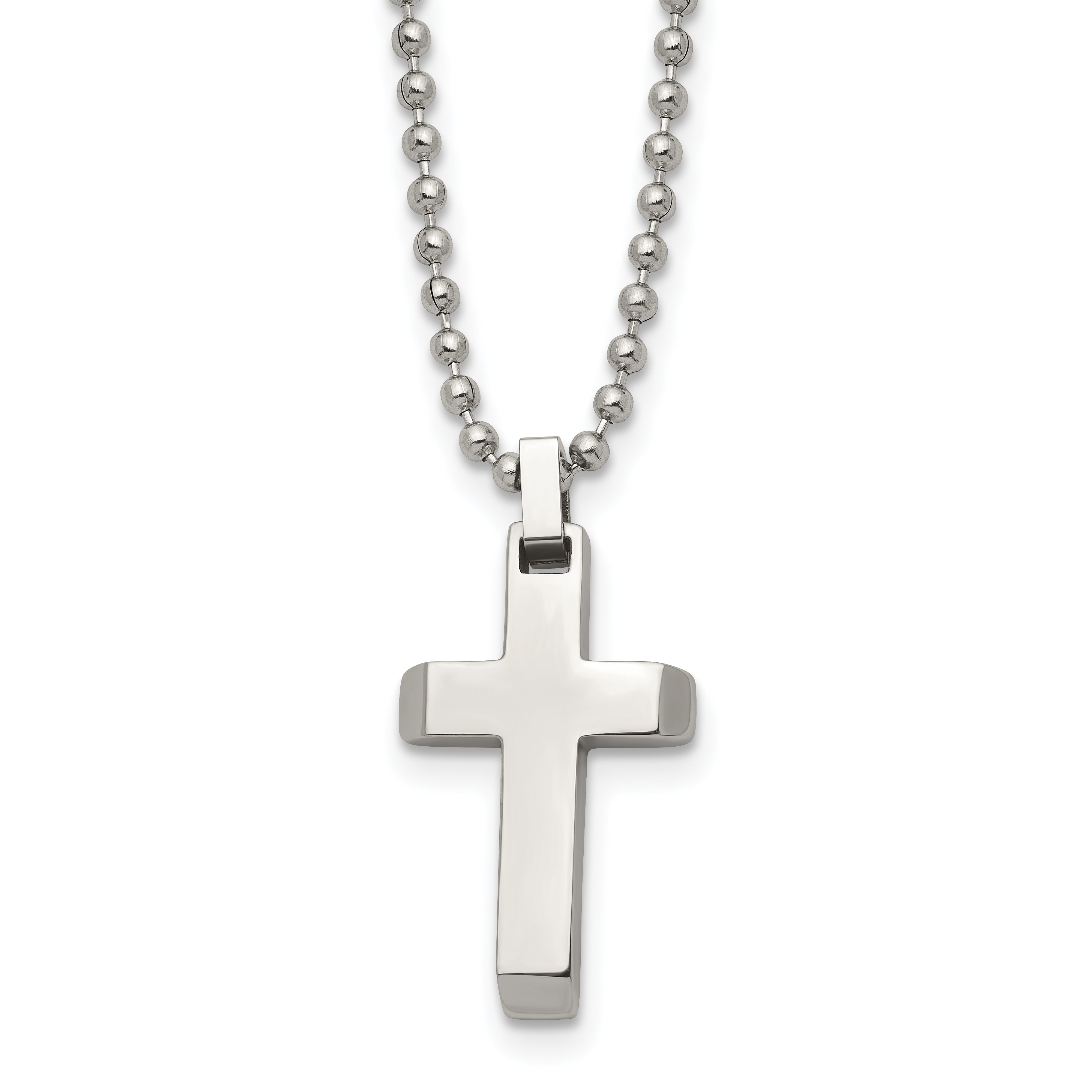 Chisel Stainless Steel Polished Cross Pendant on a 20 inch Ball Chain Necklace Main image