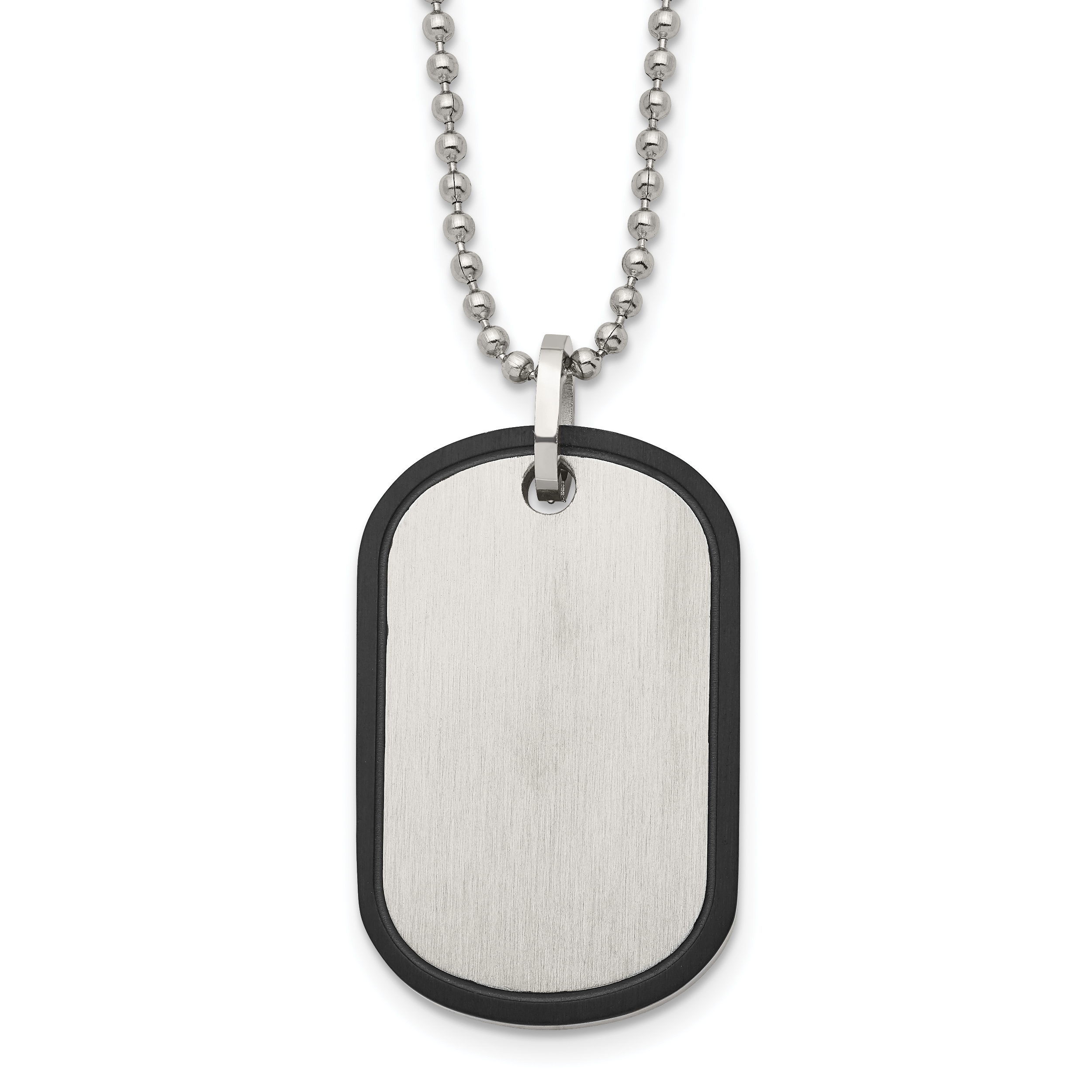 Chisel Stainless Steel Brushed Black IP-plated Edge Dog Tag on a 22 inch Ball Chain Necklace Main image