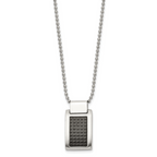 Brushed & Black IP Dog Tag Necklace in Stainless Steel, 22in