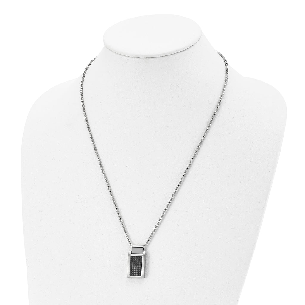 Brushed & Black IP Dog Tag Necklace in Stainless Steel, 22in