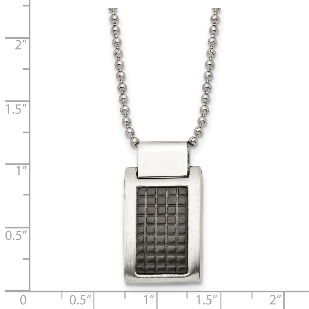 Brushed & Black IP Dog Tag Necklace in Stainless Steel, 22in