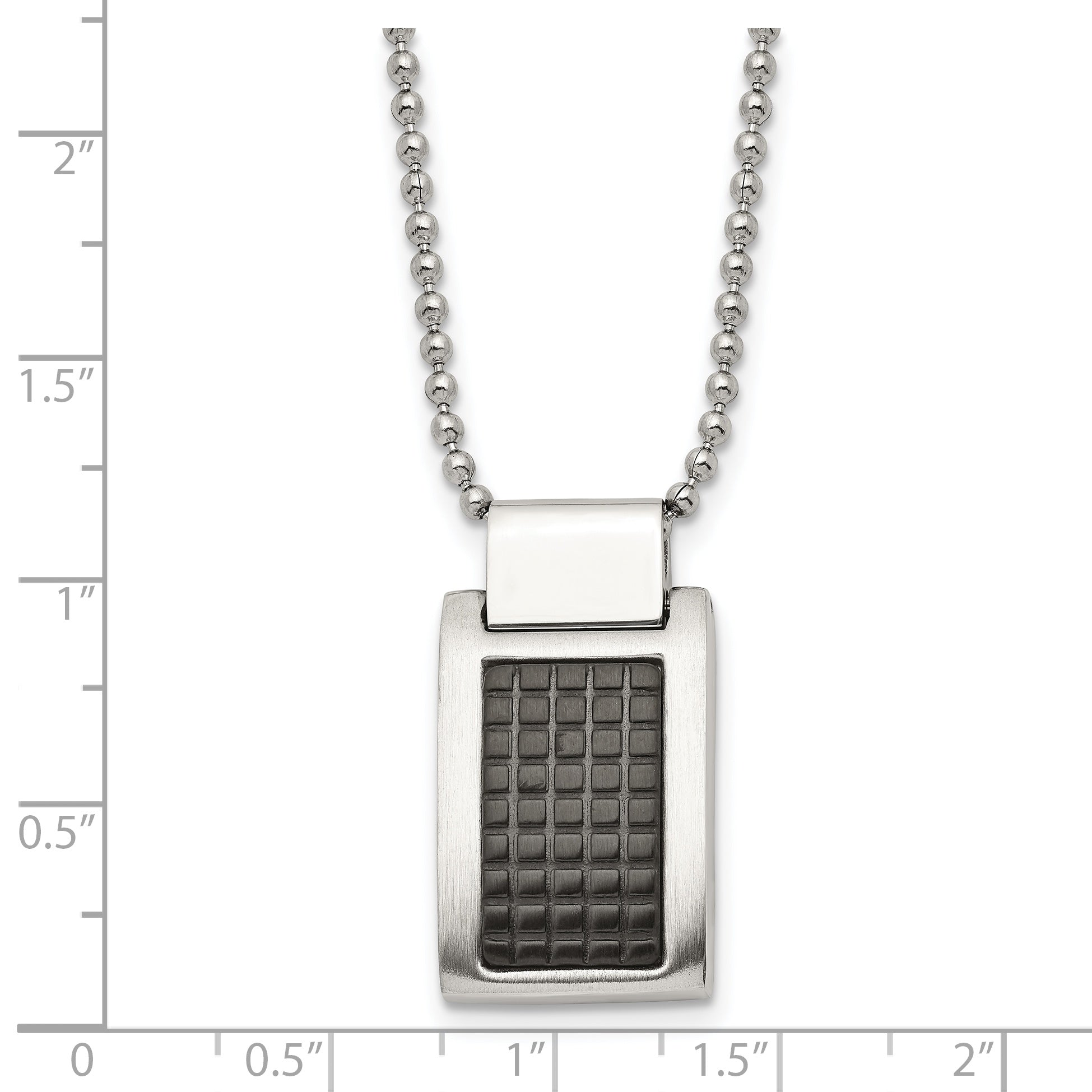 Brushed & Black IP Dog Tag Necklace in Stainless Steel, 22in