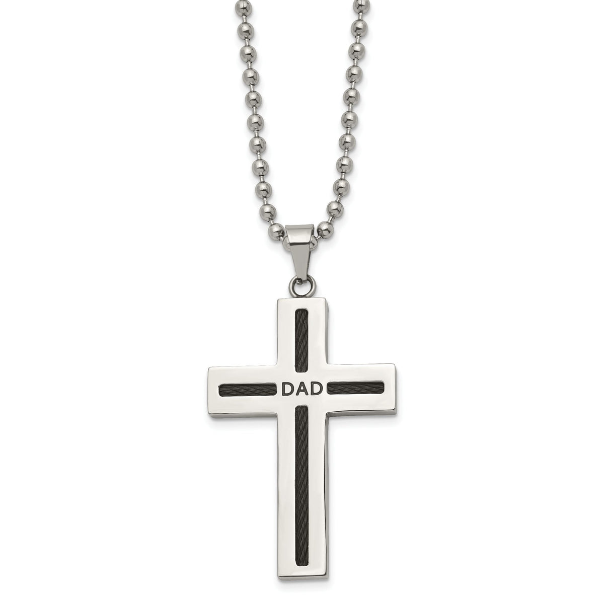 Chisel Dad Cross Necklace in Black IP-Plated Stainless Steel, 24 Inch - Sophia Jewelers Main image