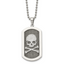 Chisel Stainless Steel Brushed and Polished Laser Cut Skull and Crossbones Dog Tag on a 24 inch Ball Chain Necklace