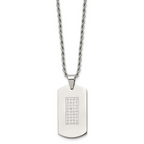 CZ Dog Tag Rope Chain Necklace in Stainless Steel