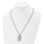 CZ Dog Tag Rope Chain Necklace in Stainless Steel