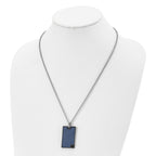 Blue Carbon Fiber Dog Tag Necklace in Stainless Steel