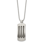 Curved Cable Dog Tag Necklace in Stainless Steel, 22"