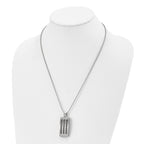 Curved Cable Dog Tag Necklace in Stainless Steel, 22"