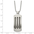 Curved Cable Dog Tag Necklace in Stainless Steel, 22"