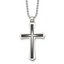 Chisel Stainless Steel Brushed and Polished Black IP-plated with CZ Cross Pendant on a 20 inch Ball Chain Necklace