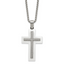 Stainless Steel Polished White Ceramic w/CZ Cross 23.75in Necklace