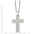 Chisel Stainless Steel Polished CZ Cross Pendant on a 24 inch Cable Chain Necklace