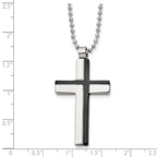 Laser-Cut Cross Pendant Necklace in Black IP Stainless Steel