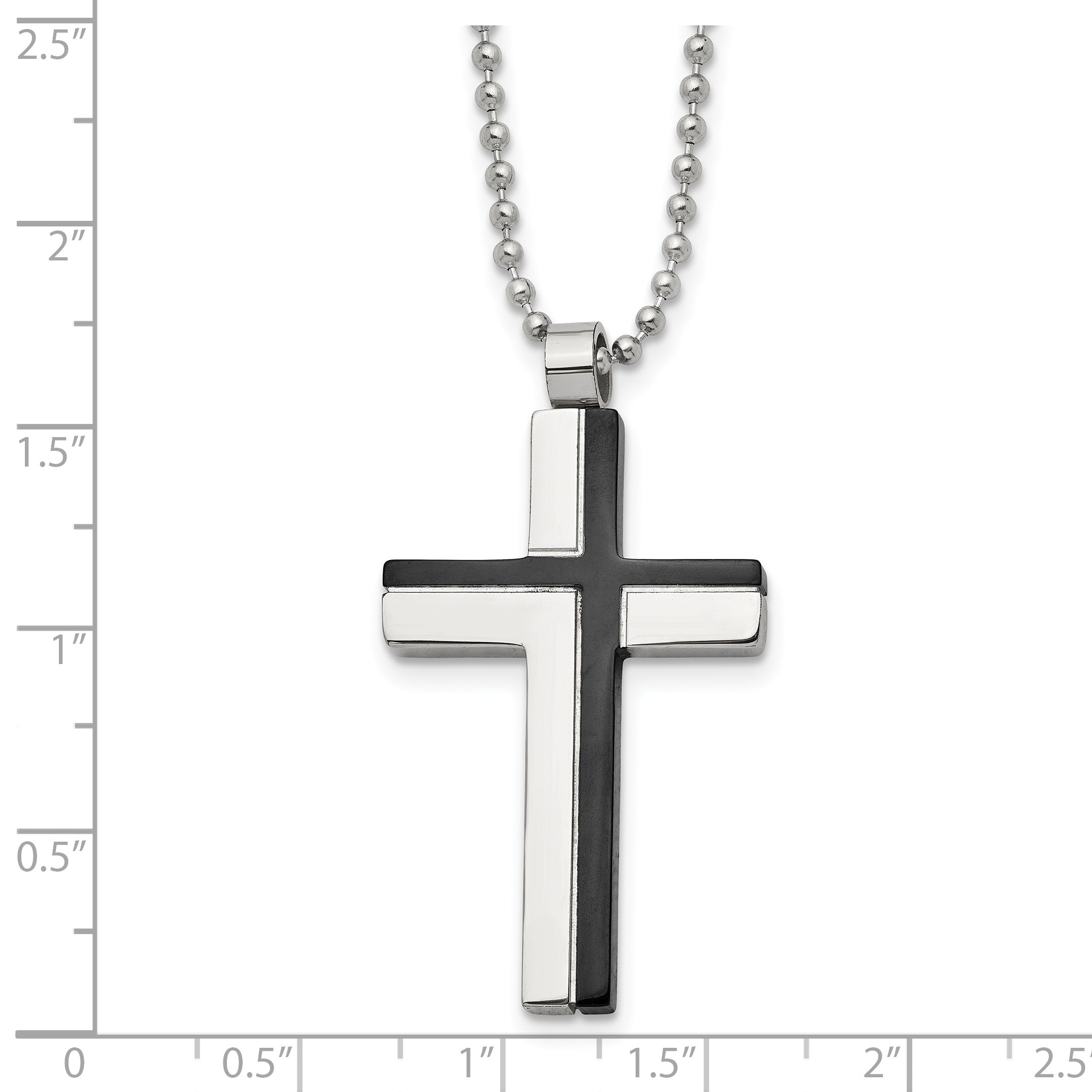 Laser-Cut Cross Pendant Necklace in Black IP Stainless Steel