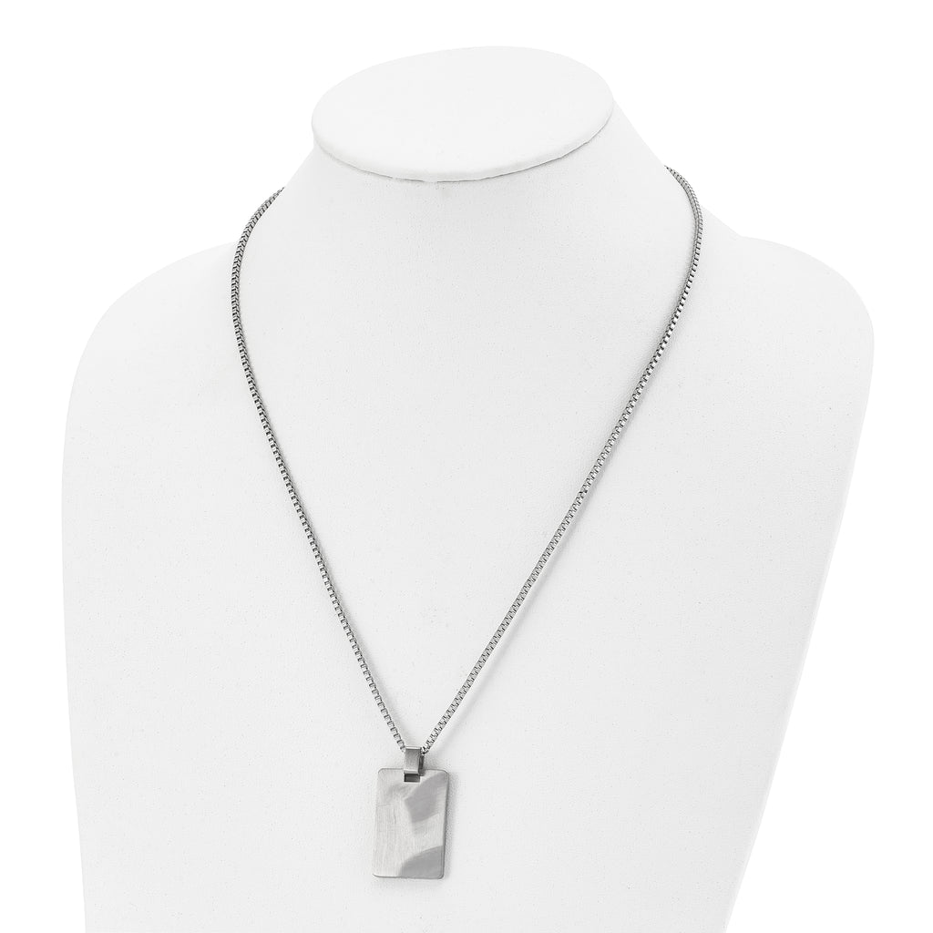 Stainless Steel Brushed Rectangle Dog Tag 22in Necklace