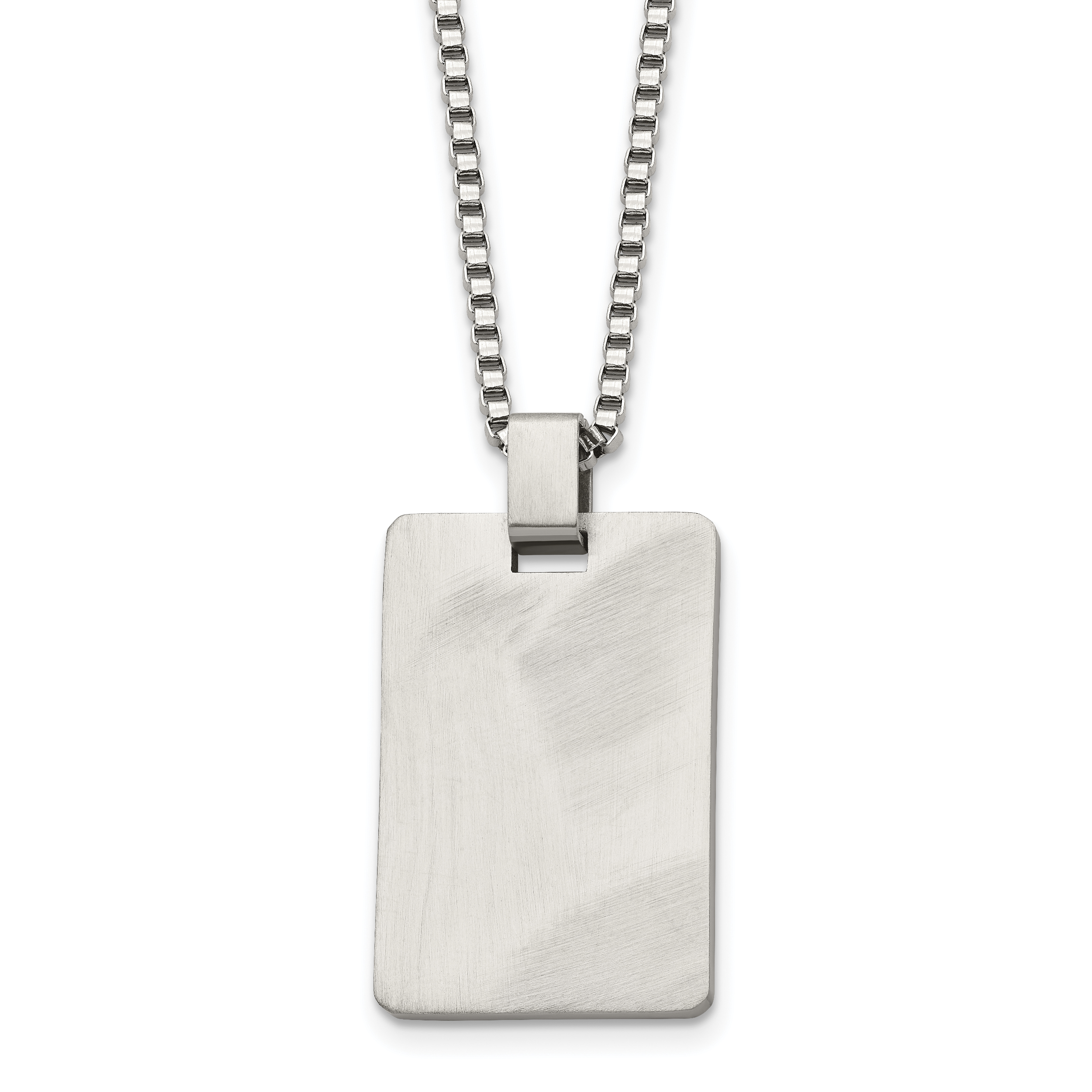 Stainless Steel Brushed Rectangle Dog Tag 22in Necklace Main image