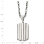 Grooved Dog Tag Necklace in Stainless Steel, 24 in